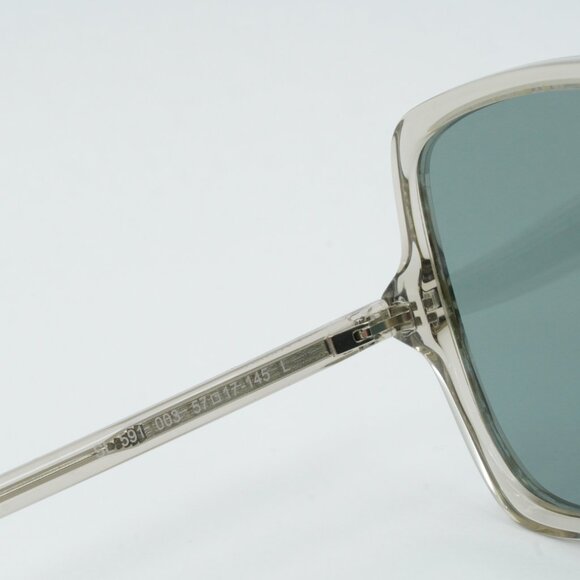Saint Laurent SL591 003 Sunglasses Beige Square Frame, Green Lenses